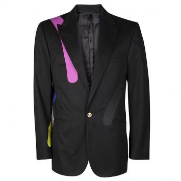 Pre Owned Versace Black Cotton Paint Stripe Detail Tailor Made Blazer XXL