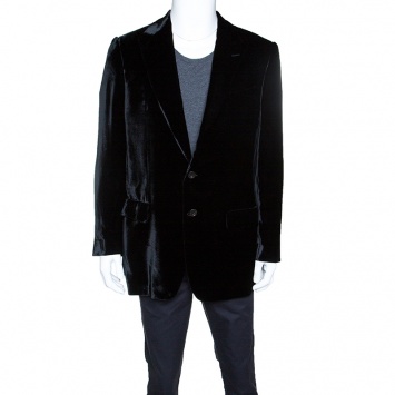 Pre Owned Versace Black Velvet Tailored Blazer XXL