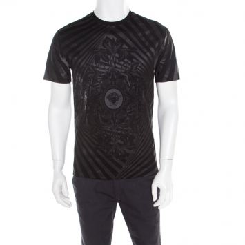 Pre Owned Versace Black Medusa Icon Printed Cotton Crew Neck T- Shirt S