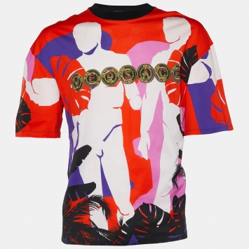 Pre Owned Versace Multicolor Cuba Printed Cotton Round Neck T-Shirt XL