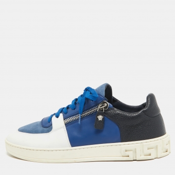 Pre Owned Versace Tricolor Leather Low Top Sneakers Size 44
