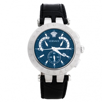 Pre Owned Versace Black Stainless Steel V Race 23C Men's Wristwatch 42 mm