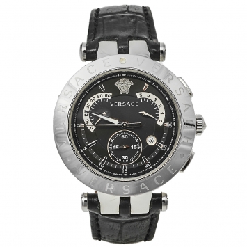 Pre Owned Versace Black Stainless Steel V Race 23C Men's Wristwatch 42 mm