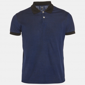 Pre Owned Versus Versace Blue Pique Polo T-Shirt M