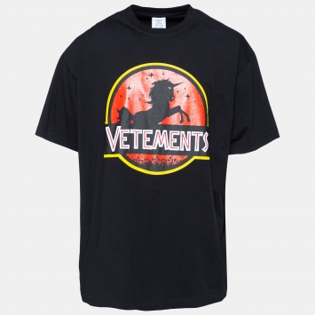 Pre Owned Vetements Black Jersey Knit Wild Unicorn T-Shirt S
