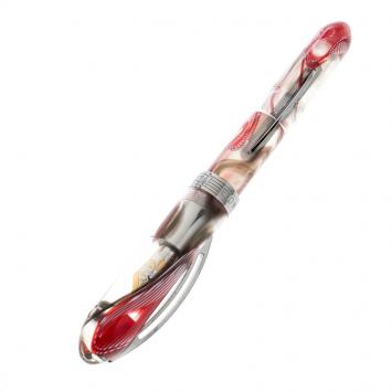 Pre Owned Visconti Red Swirl Resin Millenium Arc One Limited Edition 835 Fountain Pen, with 18 K Two Tone Gold Nib M