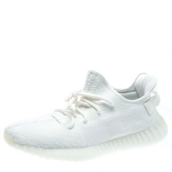Pre Owned Yeezy x Adidas Cream White Cotton Knit Boost 350 V2 Sneakers Size 44.5