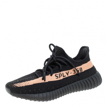 Pre Owned Yeezy x Adidas Black Cotton Knit Boost 350 V2 Sneakers Size 42