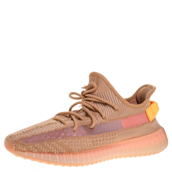 Pre Owned Yeezy x Adidas Clay Cotton Knit And Mesh Boost 350 V2 Sneakers Size 44