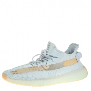 Pre Owned Yeezy x Adidas Green/White Cotton Knit Boost 350 V2 Sneakers Size 44