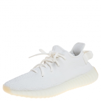 Pre Owned Yeezy x Adidas Boost 350 V2 Cream/Triple White Sneakers Size 42.5