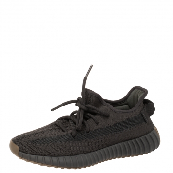 Pre Owned Yeezy x Adidas Dark Grey Cotton Knit Boost 350 V2 Cinder Sneakers Size 37 1/3