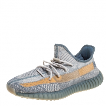 Pre Owned Adidas Yeezy Blue Knit Fabric 350 V2 Israfil Sneakers Size 45