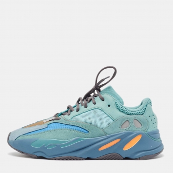 Pre Owned Yeezy x Adidas Nubuck And Mesh Boost 700 Faded Azure Sneakers Size 46 1/3