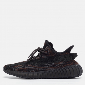 Pre Owned Yeezy x Adidas Black/Brown Knit Fabric Boost 350 V2 MX Rock Sneakers Size 44