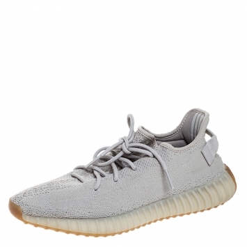 Pre Owned Yeezy x Adidas Grey Cotton Knit Boost 350 V2 Sneakers Size 43.5