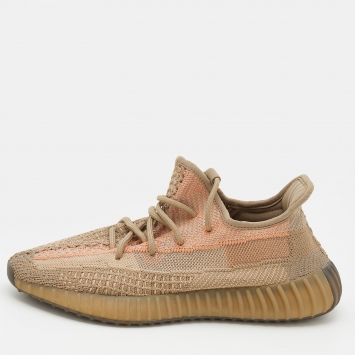 Pre Owned Yeezy x Adidas Beige Knit Fabric Boost 350 V2 Sand Taupe Sneakers Size 41 1/3