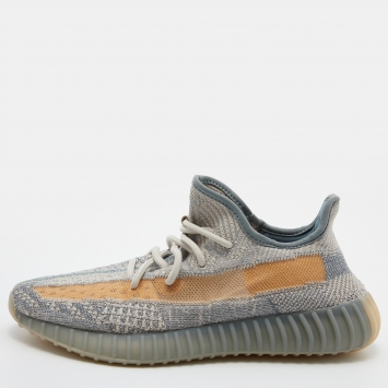 Pre Owned Yeezy x Adidas Blue/White Knit Fabric Boost 350 Israfil Sneakers Size 41 1/3