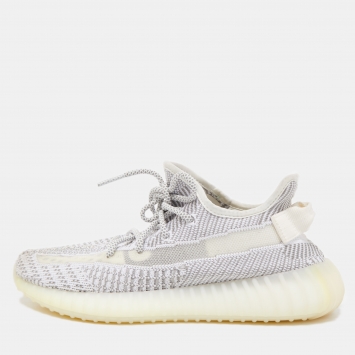 Pre Owned Yeezy x Adidas White/Grey Fabric Boost 350 V2 Citrin Sneakers Size 40 2/3