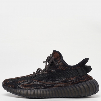 Pre Owned Yeezy x Adidas Brown/Black Knit Fabric Boost 350 V2 Mx-Oat Sneakers Size 42.5