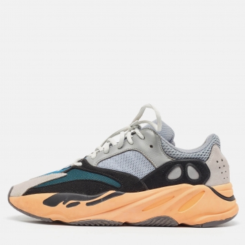 Pre Owned Yeezy x Adidas Multicolor Suede and Mesh Boost 700 Wash Orange Sneakers Size 44 2/3 