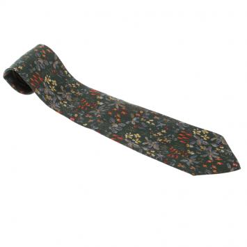 Pre Owned Yves Saint Laurent Bottle Green Floral Printed Silk Tie