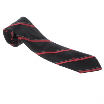 Pre Owned Yves Saint Laurent Vintage Black and Red Diagonal Striped Silk Tie