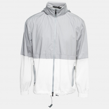 Pre Owned Z Zegna White & Grey Synthetic Windbreaker Jacket L