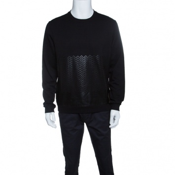 Pre Owned Z Zegna Black Chevron Print Sweatshirt L