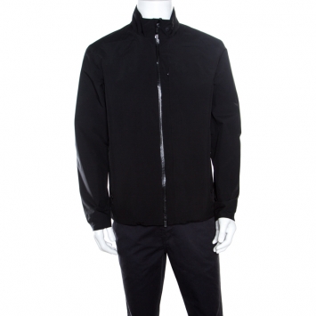 Pre Owned Z Zegna Black Soft Shell Travel Essential Zip Front Jacket L