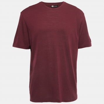 Pre Owned Z Zegna Techmerino Burgundy Wool Knit Crew Neck T-Shirt XXL