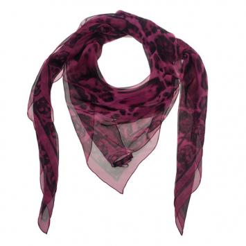 Pre Owned Alexander McQueen Pink Silk Animalier Skull Square Scarf