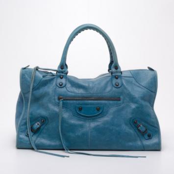 Pre Owned Balenciaga Classic Work Bag in Light Blue  