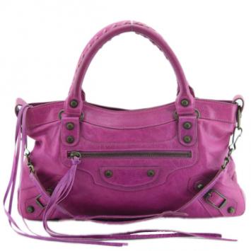 Pre Owned Balenciaga Purple Lambskin First Bag