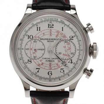 Pre Owned Baume & Mercier White Stainless Steel Capeland Men's Wristwatch 44MM