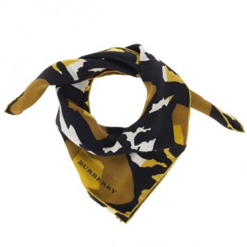Pre Owned Burberry Abstract Floral Mulberry Silk Square Scarf