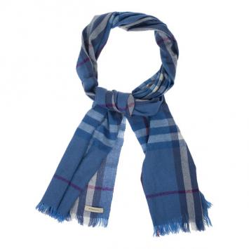 Pre Owned Burberry Blue Novacheck Stole