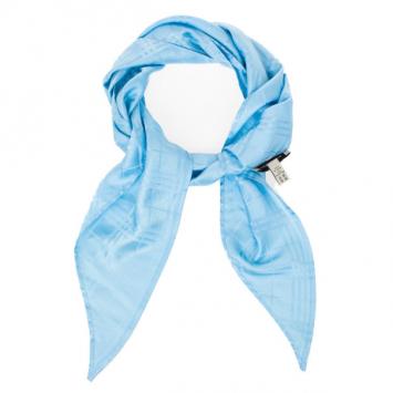 Pre Owned Burberry Blue Check Silk Scarf