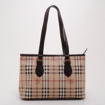 Pre Owned Burberry Haymarket Check Tote 