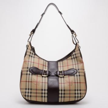 Pre Owned Burberry Haymarket Check Large Hobo 