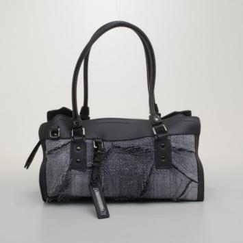 Pre Owned Burberry Raffia Patchwork  Satchel