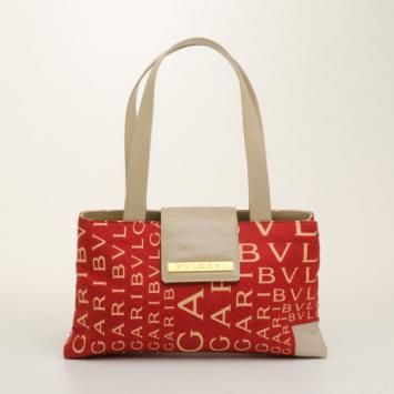 Pre Owned Bvlgari Logo Mania Shoulder Bag in Red
