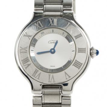 Pre Owned Cartier Silver Stainless Steel 21 Must de Cartier Women's Wristwatch 27.5MM