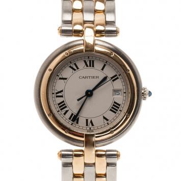 Pre Owned Cartier White Stainless Steel Panthere Women's Wristwatch 30MM