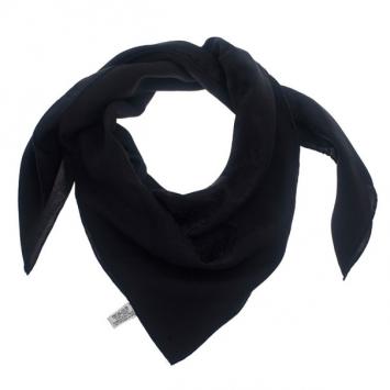Pre Owned Chanel Black Logo Sqaure Scarf