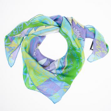 Pre Owned Dolce and Gabbana Blue Floral Print Square Scarf