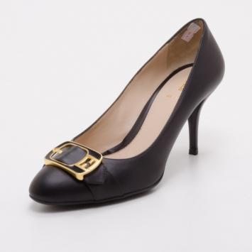 Pre Owned Fendi Black Leather Chameleon Buckle Pumps Size 40