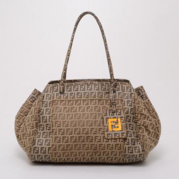Pre Owned Fendi Zucchino Nylon and Spalmati Pillow Tote