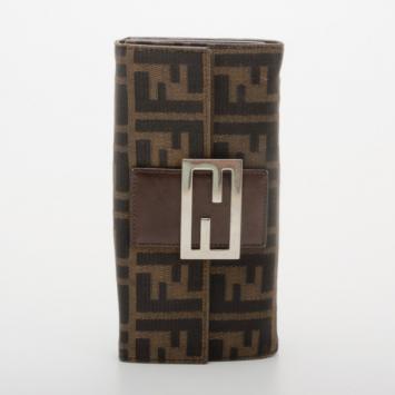 Pre Owned Fendi Zucca Continental Wallet