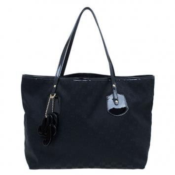 Pre Owned Gucci Black GG Canvas Small Shopper Tote